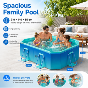 Piscina, Piscina Plegable No Inflable para Exteriores, Piscina Reforzada <span class=keywords><strong>con</strong></span> Tobogán, Piscina Familiar Grande Inflable - Product Image 4