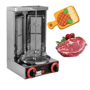 Parrilla Shawarma giratoria de Gas Natural para uso doméstico de acero inoxidable de grado alimenticio, máquina de barbacoa Kebab de varios cabezales para tienda de carne asada