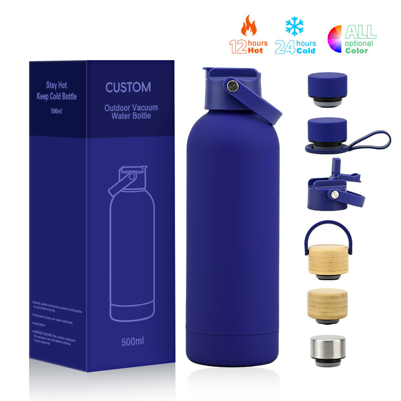 Custom logo Soft-touch Sports Flask 500ml Drink Bottle Stainless Steel ...