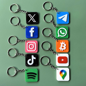 Porte-clés en acrylique avec icône de médias sociaux, puce NFC intelligente, ouverture par simple pression, cadeau d'entreprise, design personnalisable - Product Image 1