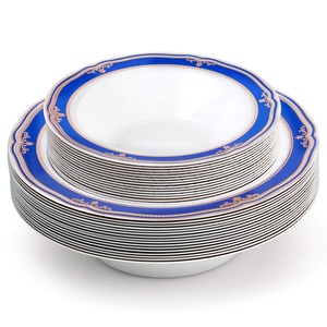 Hot Stamped Blue Rim Charger Plate For Party Dinner Dessert Plates