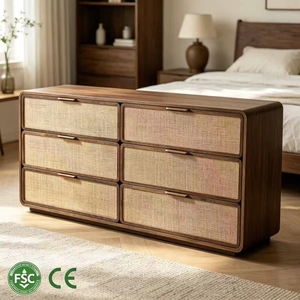 <span class=keywords><strong>Commode</strong></span> à 6 tiroirs en rotin style ferme, en bois massif, rustique, pour chambre à coucher, grande unité de rangement, meuble artisanal, fournisseur - Product Image 2