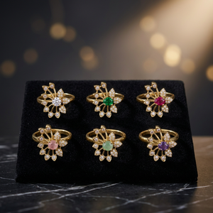 Wholesale Premium Mehendi Polish AD Finger <b>Ring</b> Marquise Cut CZ Evil Eye <b>Adjustable</b> <b>Ring</b> Set - Product Image 3
