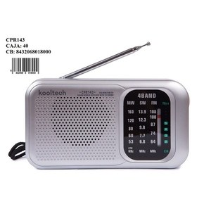 Radio portable Kooltech CPR143 4 bandes FM AM SW avec antenne et haut-parleur - Product Image 3