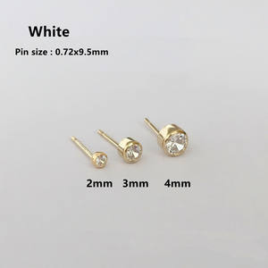 Boucles <span class=keywords><strong>d</strong></span>'oreilles en or 14 carats plaqué or, zircon rond de 2 mm, 3 mm, 4 mm, serti, pour femmes, bijoux, clous <span class=keywords><strong>d</strong></span>'<span class=keywords><strong>oreille</strong></span> - Product Image 3