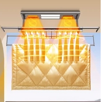 Séchoir à linge électronique intelligent pliable avec chauffage, double éclairage LED, quatre ventilateurs et commande vocale pour cuisine et balcon