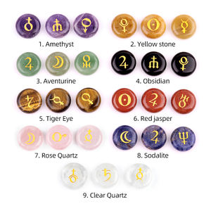 Juego de 12 Runas Astrológicas Grabadas y Pulimentadas, Runas de Cristal con Signos del <span class=keywords><strong>Zodiaco</strong></span>, Bolsa de Piedras Preciosas, Ecológicas, para Adivinación Wicca - Product Image 4