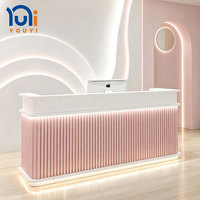 Comptoir de réception moderne pour salon avec éclairage LED, mobilier commercial pour salon de beauté, salon de coiffure, spa, magasin