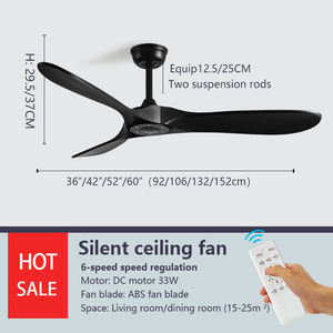 Nouvelle conversion de fréquence cc transfrontalière <span class=keywords><strong>36</strong></span>/42/52/60 pouces ventilateur de plafond nordique moderne journal rétro ventilateur lampe Ventilador De Techo - Product Image 3