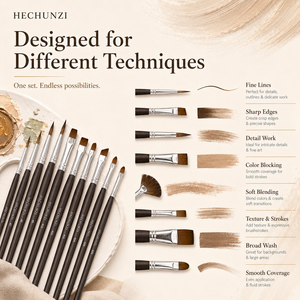 Pinceaux professionnels Hechunzi pour artistes, en poils synthétiques avec manche en bois, pour aquarelle, acrylique et peinture à l'huile - Vente en gros - Product Image 3