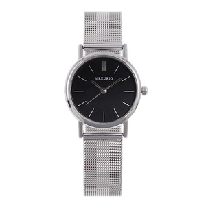 Montre à quartz pour femme, style simple, lot de 2, cadran blanc et noir, bracelet en maille, montre-bracelet décontractée et professionnelle - Product Image 6