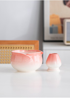 YUBIN Ensemble de 8 bols en céramique Japandi écologiques pour café, thé et matcha, pour hôtels, avec outils de service et brosse à thé, personnalisable