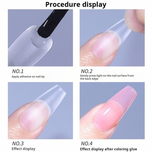 Boîte de 240 faux ongles carrés pleine taille, style français, pour nail art, avec adhésif sans couture pour doigts, personnalisables en usine - Product Image 4