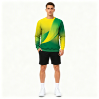 Sweat-shirt à col rond pour homme en polyester avec sublimation personnalisée, vert avec swoosh, impression intégrale pour vêtements de sport