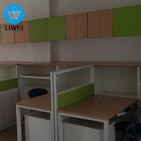 Poste de travail commercial modulaire en panneaux de mélamine bois, réglable, pliable, écologique, design cubicle, pour 2 à 6 bureaux