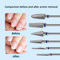 Jeu de 6 forets à ongles en carbure de tungstène pour enlever les cuticules de 3/32 pouces.
