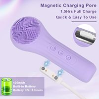 Brosse nettoyante faciale en silicone imperméable 2 en 1 avec charge magnétique, 6 modes réglables pour un nettoyage en profondeur, une exfoliation et un massage