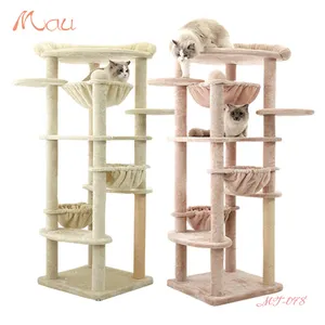 High quality scratching products tower climbing cat trees with hammock