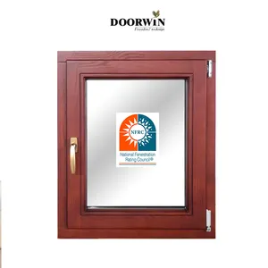 DoorwinElevateシリーズウッドアルミニウムコンポジットドイツハウスウィンドウガラスデザイン強化ガラスローEウッドチルトターンウィンドウ