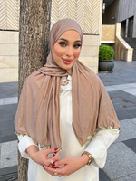 2025 gros personnalisé couleurs unies foulard musulman et bambou Tencel Lyocell coton JerseyWomen Jersey Hijab châles