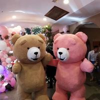 Costume de mascotte ours en peluche gonflable géant coloré et stylé, imprimé en sérigraphie, pour adultes unisexe, populaire pour le cosplay