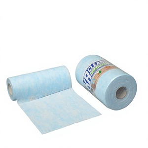 KR CLEAN Sanitary Eco-Friendly Kitchen <b>Roll</b> Towels Nonwoven Disposable Cleaning Cloths Rectangle Plain <b>Blue</b> - Product Image 1