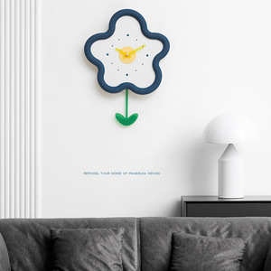 Nordic Style Flower Wall <b>Clock</b> Modern Minimalist Quartz <b>Clock</b> For Living Room Decoration <b>Battery</b> Powered Single Face - Product Image 1