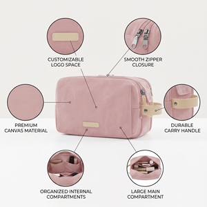 Trousse de toilette personnalisée pour hommes, trousse de toilette de voyage en toile Dopp Kit sac de rasage résistant à l'eau pour accessoires de toilette - Product Image 2