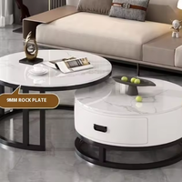 Table basse en pierre pour salon, style luxe léger, simple, nouvelle, minimaliste, combinaison de marbre, table à thé