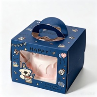Emballage pour desserts, impression de logo personnalisé, boîte à gâteau d'anniversaire, fenêtre transparente en PET, poignée portable, emballage cadeau pour les fêtes, boîte à pâtisserie