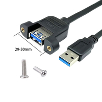 Kabel ekstensi Data pria ke wanita, 0.3m 0.5m 1m Usb a Usb 3.0 Tipe a laki-laki ke perempuan dengan lubang sekrup dudukan Panel