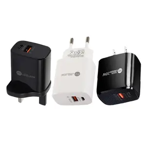 Adaptor daya Tipe C bepergian, 20W USB-C Super cepat QC3.0 18W pengisi daya ponsel Multi Port ganda untuk iPhone 20w Pd