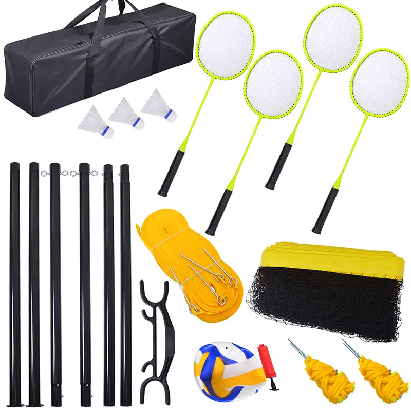 TAPSPORTS park&sun sports portable indoor/outdoor badminton volleyball net set system with accessories