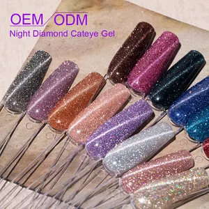 Caixuan Làm Cho Logo Của Bạn Nam Châm Đêm Kim Cương Cat Eye Nail Gel Nail Nghệ Thuật Từ Tính Cho LED Cat Eye Gel Đánh Bóng