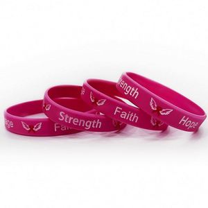 Bracelets de sensibilisation au cancer du sein en silicone rose, bracelets de sport pour femmes, vente chaude, sensibilisation au cancer du sein - Product Image 6
