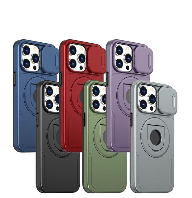 2in1 Kickstand Lens Phone case for iphone 14 13 12 for iphone 15 Pro Max Cases With the Slide on Camera