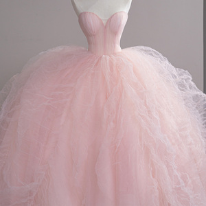 Luxury <b>Pink</b> <b>Wedding</b> Tulle Ball Gown Sleeveless Princess <b>Wedding</b> Evening Prom <b>Dresses</b> Sfy15 - Product Image 6