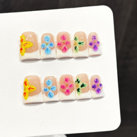Faux ongles à presser motif canard, faits main, tendance printemps, réutilisables, fleurs 3D, vente en gros