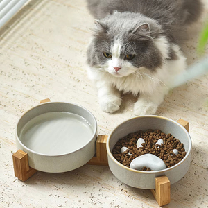 Qbellpet - Comedero Lento <span class=keywords><strong>de</strong></span> Cerámica <span class=keywords><strong>para</strong></span> Perros con Marco <span class=keywords><strong>de</strong></span> Madera, <span class=keywords><strong>Bebedero</strong></span> <span class=keywords><strong>para</strong></span> <span class=keywords><strong>Gatos</strong></span>, Accesorios <span class=keywords><strong>para</strong></span> Mascotas, Venta al por Mayor - Product Image 2