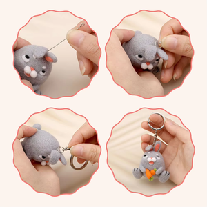 ชุดปักผ้าสักหลาดขนกระต่ายแบบทำมือแบบ DIY ผ้าสักหลาดไม่ผ่านการตกแต่งแล้วสัตว์ขนสัตว์ - Product Image 6