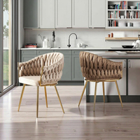 Chaises de salle à manger en tissu et métal minimalistes de luxe, dossier rembourré, sièges élégants pour hôtel, loisirs, réception