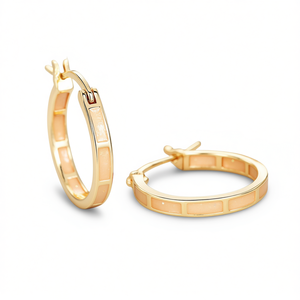 Orecchini a Cerchio Placcati Oro E3558 da Donna, Design Geometrico Classico, Gioielli alla Moda in Lega di Zinco con Incastonatura a Canale Blu - Product Image 1