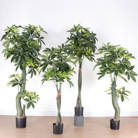 Nouveau modèle intérieur/extérieur décoration de jardin grand artificiel Pachira Macrocarpa arbre d'argent plante avec pot de ciment en plastique