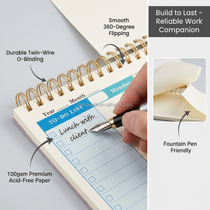 Agenda Semanal Espiral Premium, <span class=keywords><strong>Papel</strong></span> Resistente a la Tinta <span class=keywords><strong>de</strong></span> 100 g/m², Regalo Corporativo Empresarial, Venta al por Mayor, Logotipo Personalizado - Product Image 2
