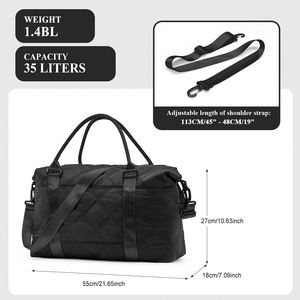 Grand sac de voyage pour la nuit avec trousse de toilette, sacs de voyage et de sport avec poche étanche, sac de maternité noir - Product Image 5
