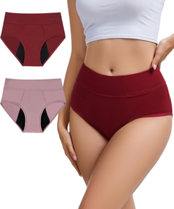 Culottes menstruelles réutilisables en coton taille haute pour femme, anti-fuites - Product Image 1