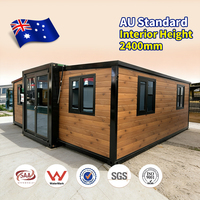 Maison conteneur préfabriquée moderne extensible de 40 pieds ou 20 pieds, prête à l'emploi, norme australienne, 2 chambres, structure en acier préfabriquée, maison portable