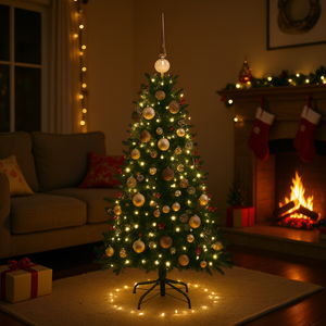 Árbol de Navidad Artificial Verde de 47.24 Pulgadas con 150 Luces LED Blancas Cálidas, Control Manual, Material Plástico, Enchufe de Pared - Product Image 2