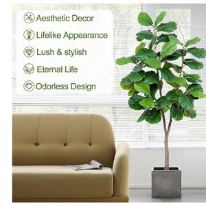 Oh Arts Factory <span class=keywords><strong>Custom</strong></span> 170 CM Altura Real Touch 63 Hojas Árbol de hoja de violín artificial en maceta de plástico Plantas verdes ornamentales - Product Image 6