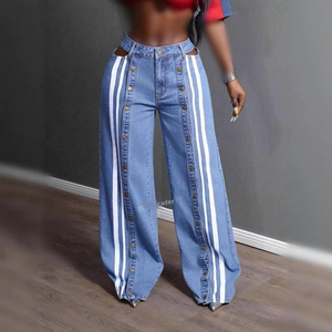 Celana Jeans Wanita Model Baggy Distressed Desain Vintage Streetwear Kaki Lebar Bordir Kasual Custom Denim - Product Image 5
